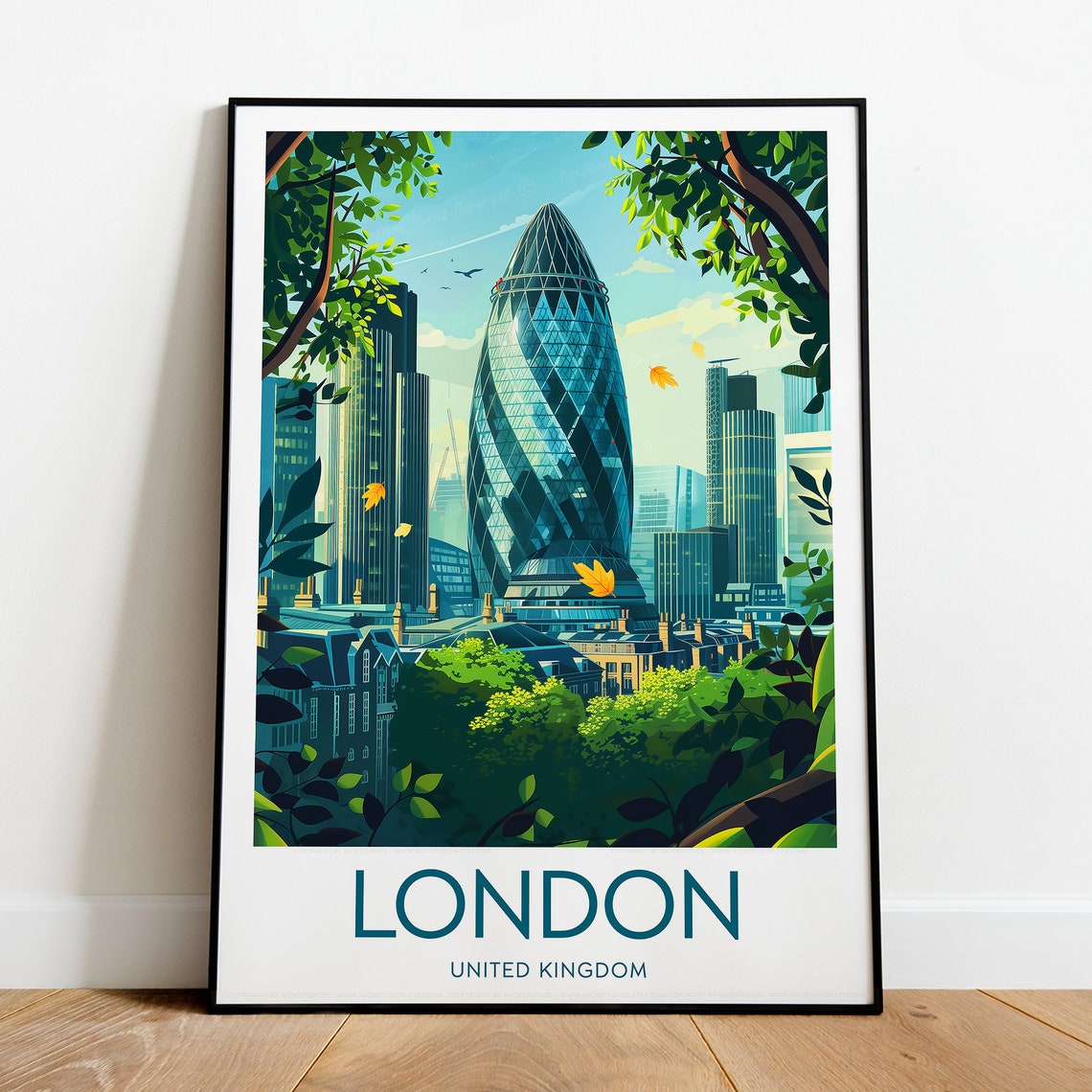 London Travel Print United Kingdom London Sunset Poster The Gherkin Print London Artwork The Gherkin Poster London Artwork