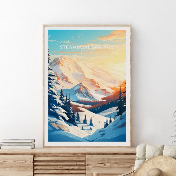 Steamboat Springs Traditional Ski Print Colorado Ski Poster Wedding Gift Birthday