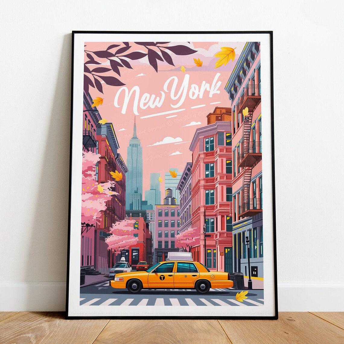 New York City Yellow Taxi Street with the Empire State Poster