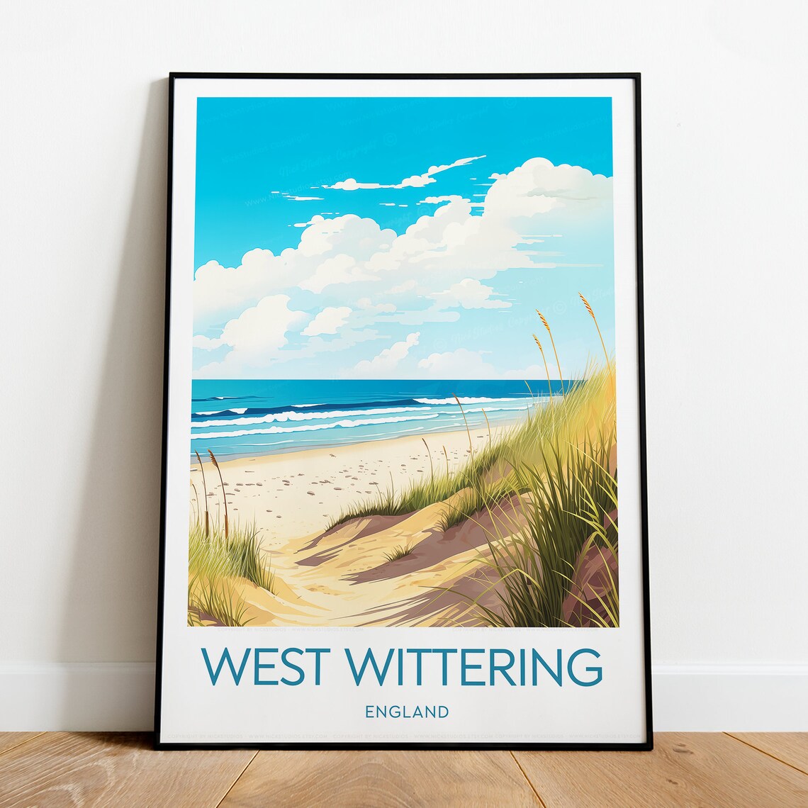 West Wittering England Beach Dunes Vintage Coastal Travel Poster - Image 2