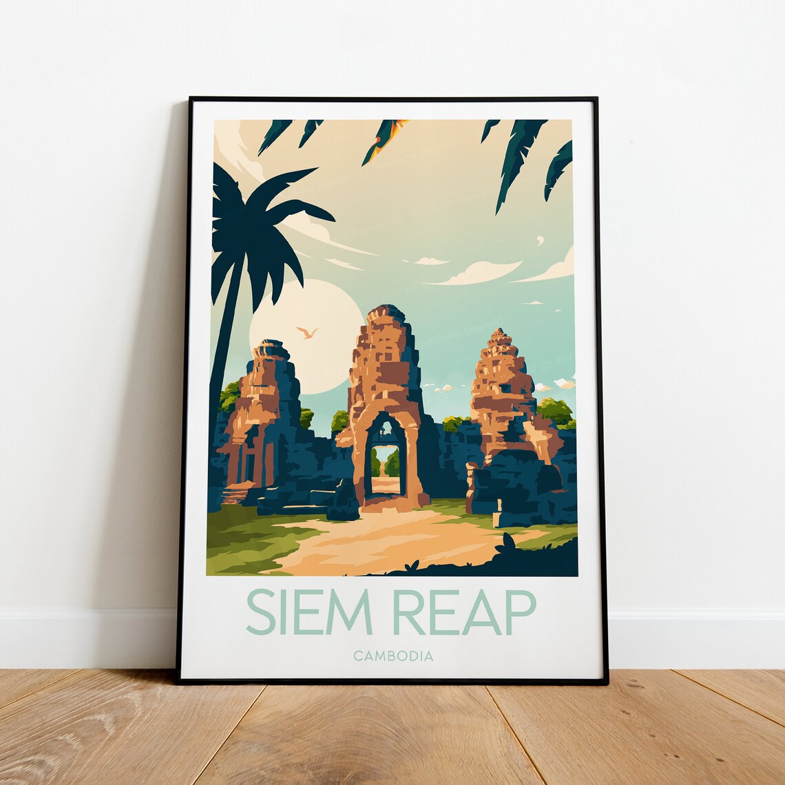 Siem Reap Cambodia Angkor Wat Ancient Temple Ruins Travel Poster - Image 2