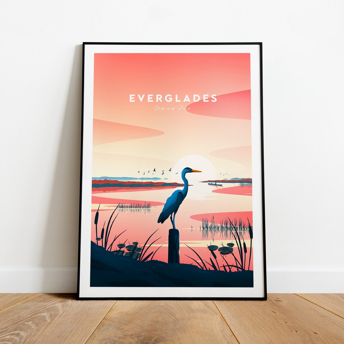 Everglades National Park Florida Heron Sunset Vintage Travel Poster - Image 2