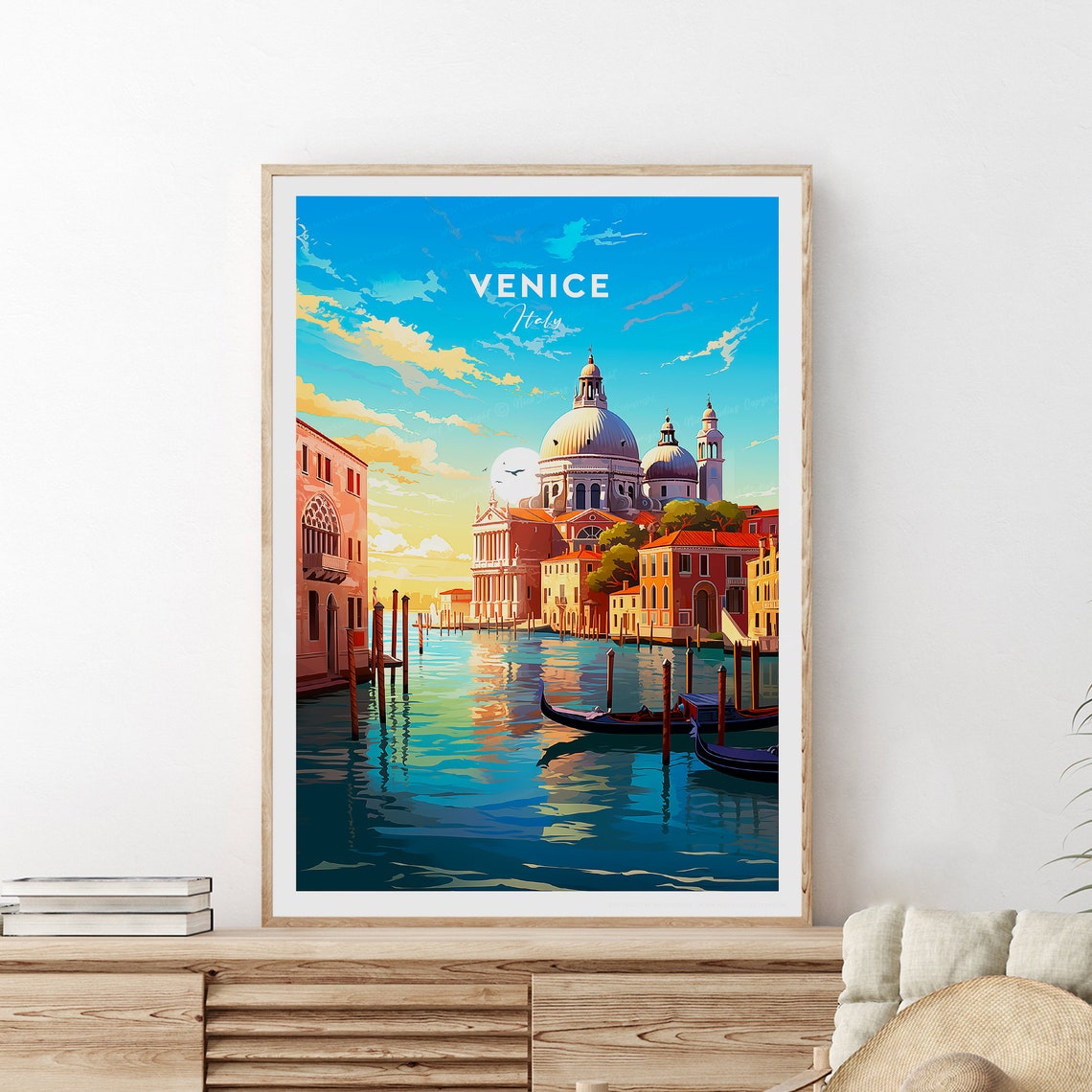 Venice Italy Grand Canal Basilica and Gondolas Sunset Travel Poster - Image 2