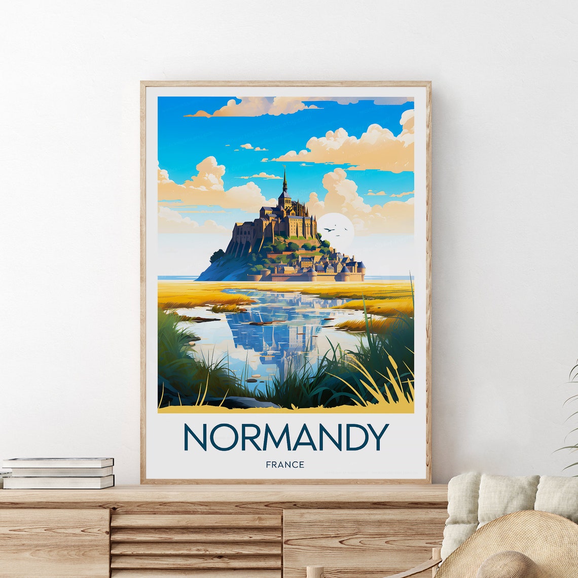 Normandy France Mont Saint Michel Island Abbey Tide Travel Poster