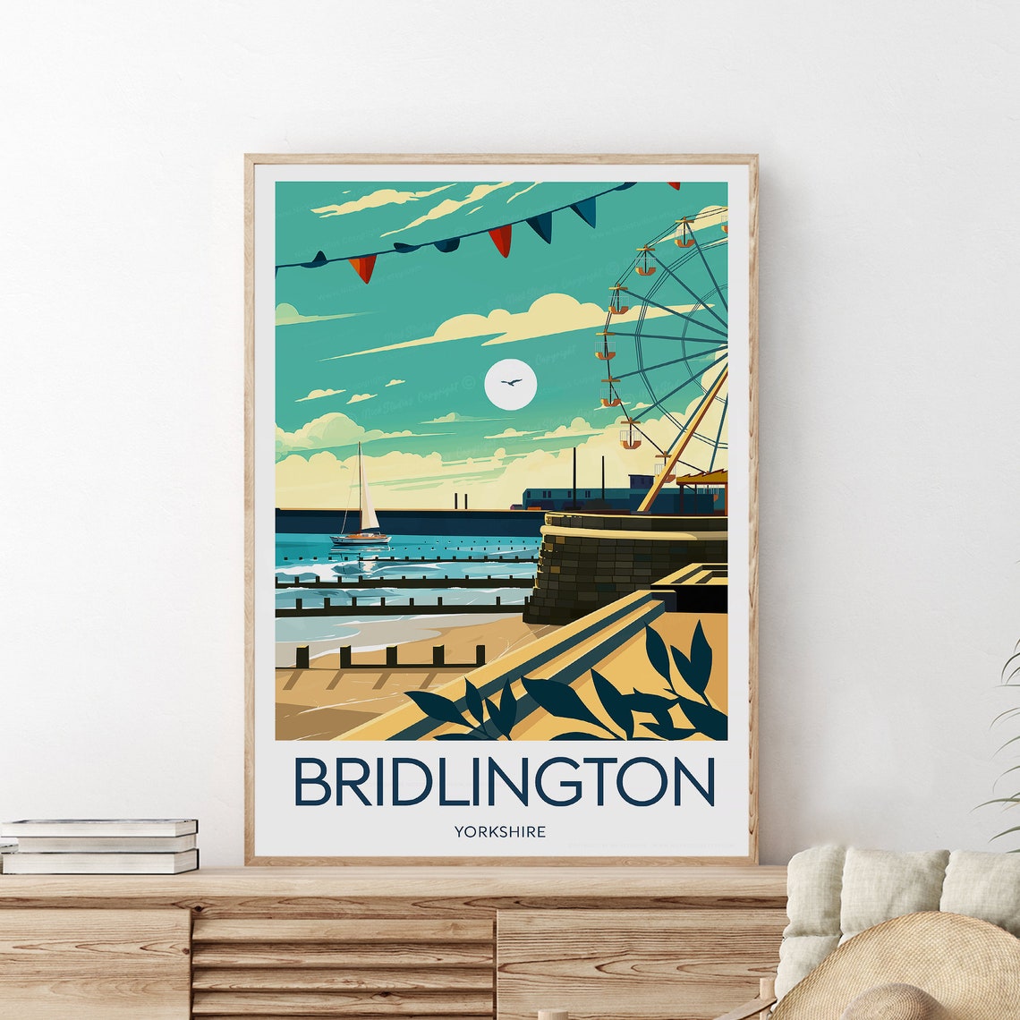Bridlington Yorkshire Seaside Ferris Wheel Harbour Coast Poster - Image 2