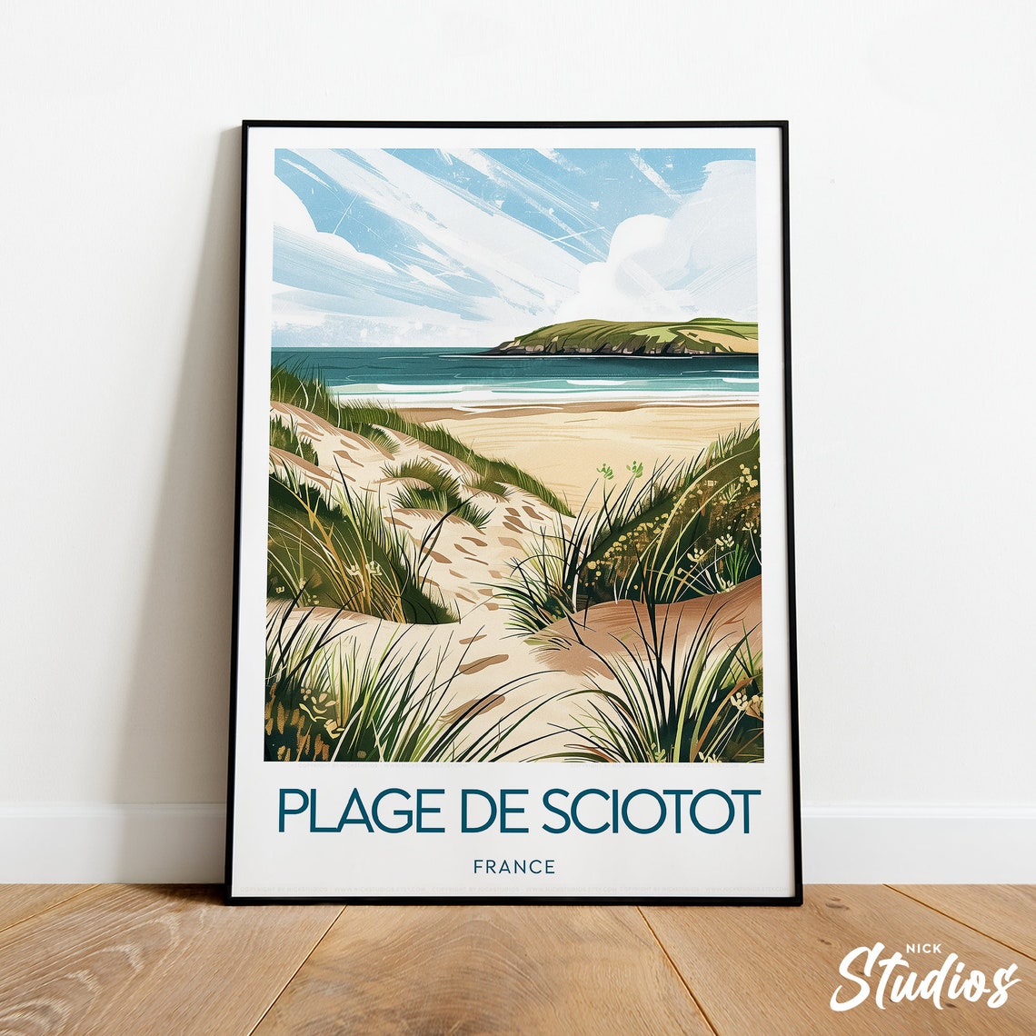 Plage de Sciotot France Sandy Beach Dunes Headland Normandy Poster