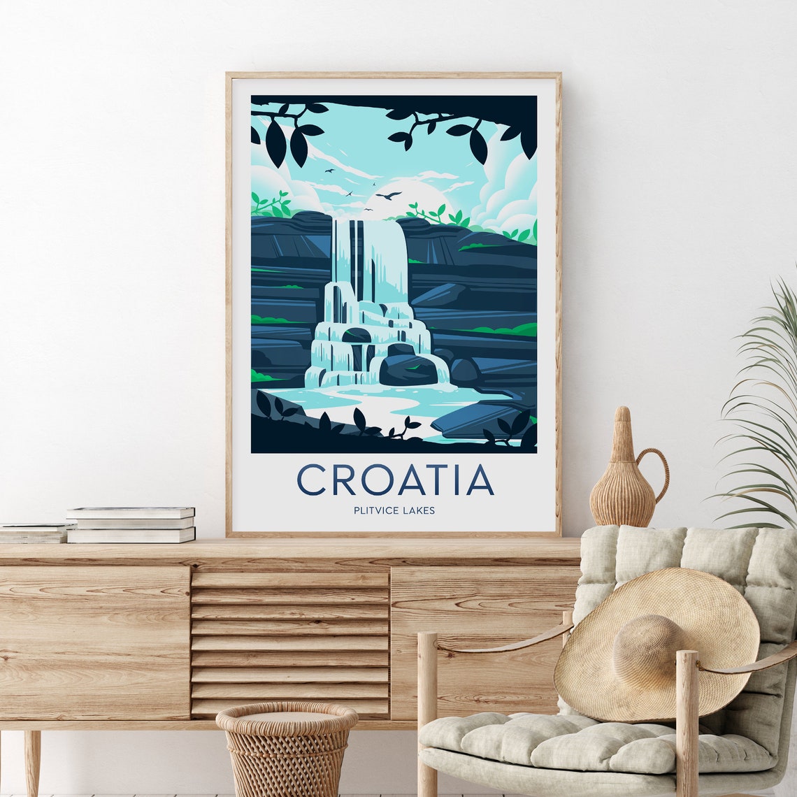 Croatia Plitvice Lakes National Park Waterfall Travel Poster - Image 2
