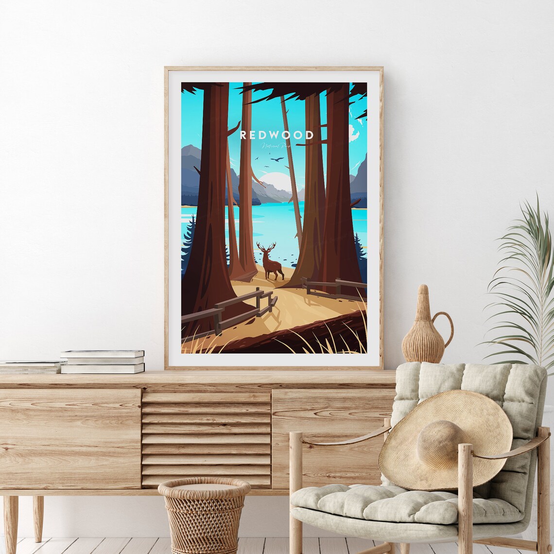 Redwood National Park Giant Redwood Trees Elk Lake View Poster - Image 2