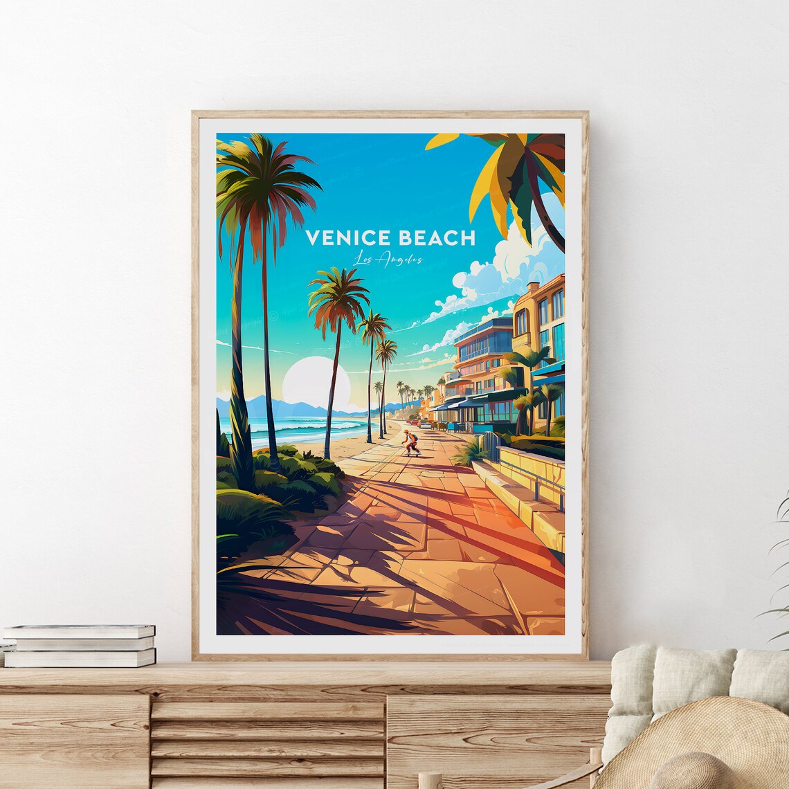 Venice Beach Los Angeles Palm Lined Boardwalk Sunset Travel Poster - Image 2