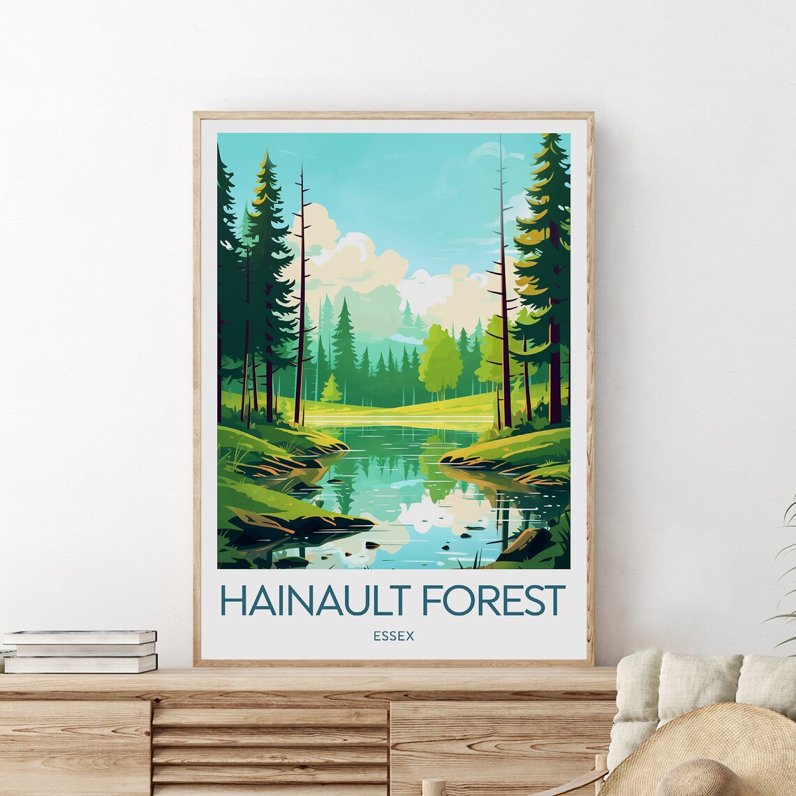 Hainault Forest Essex Pine Trees Lake Woodland Scene Art Poster
