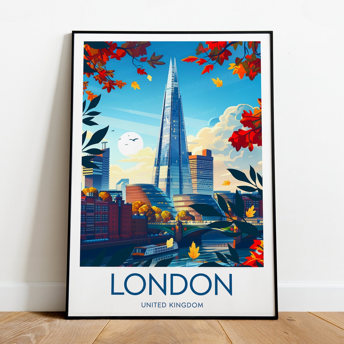 London Travel Print Uk London Poster The Shard Print London Artwork London Photo Wedding Gift Birthday - Image 2