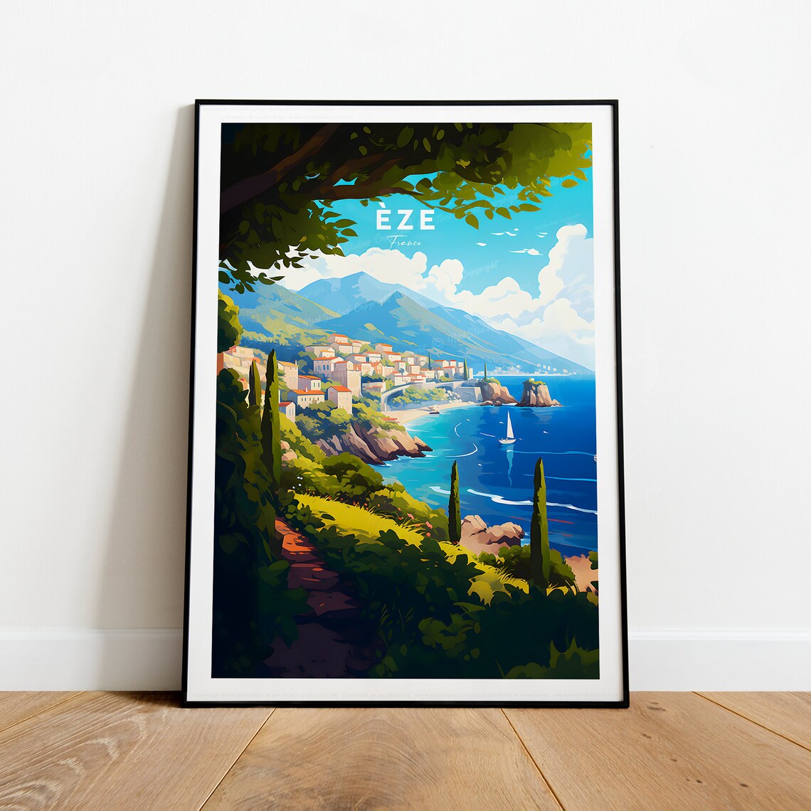 Eze France French Riviera Cliffside Village Coast Travel Poster - Image 2