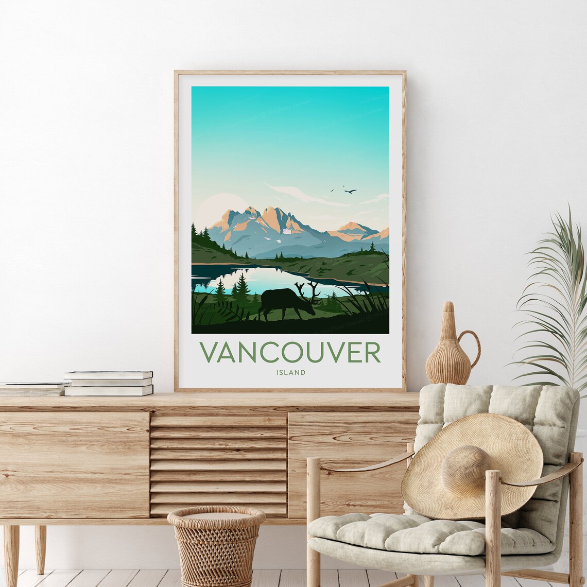 Vancouver Island Canada Elk Mountain Lake Sunrise Travel Poster - Image 2