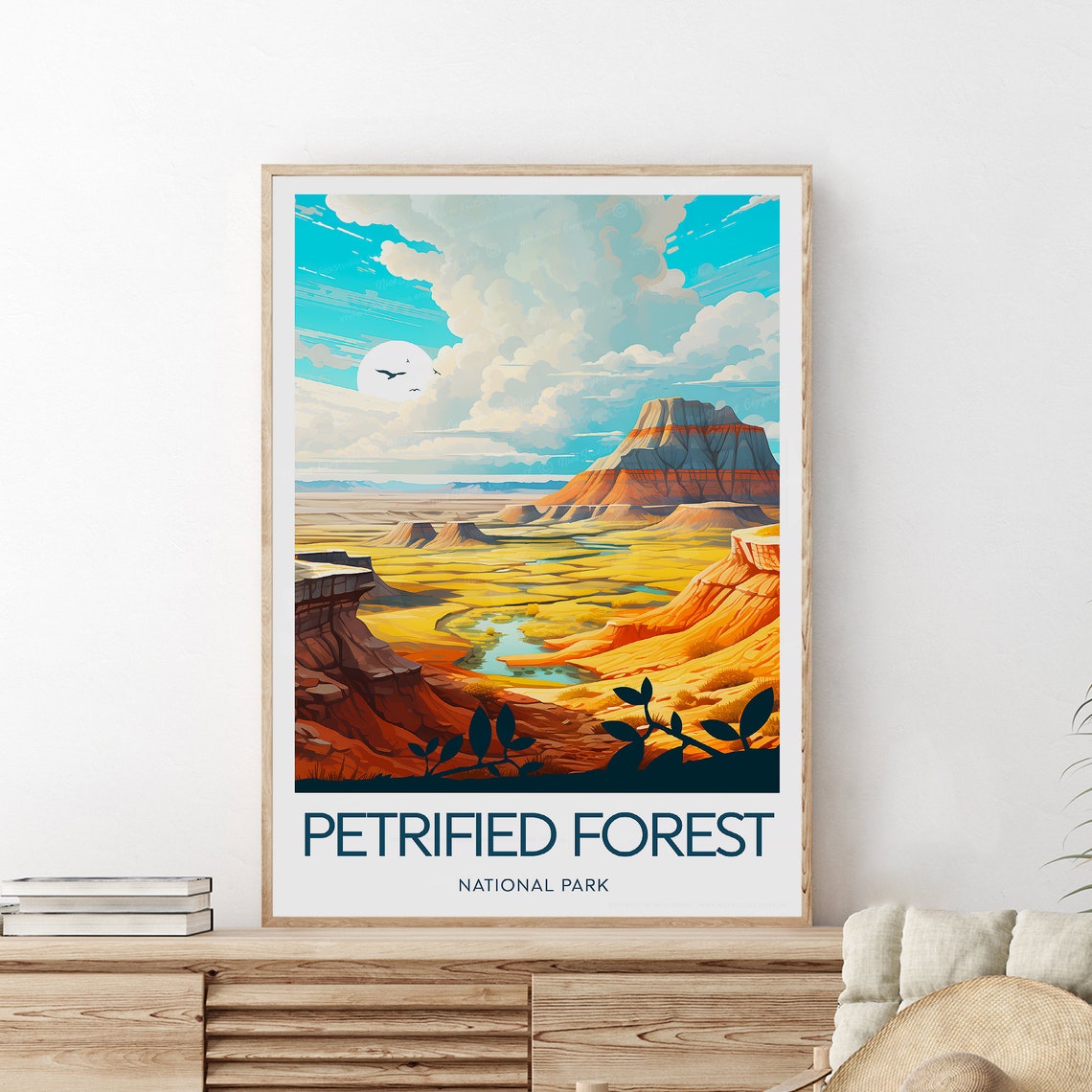 Petrified Forest Arizona Red Rock Mesas Under Big Clouds Poster - Image 2