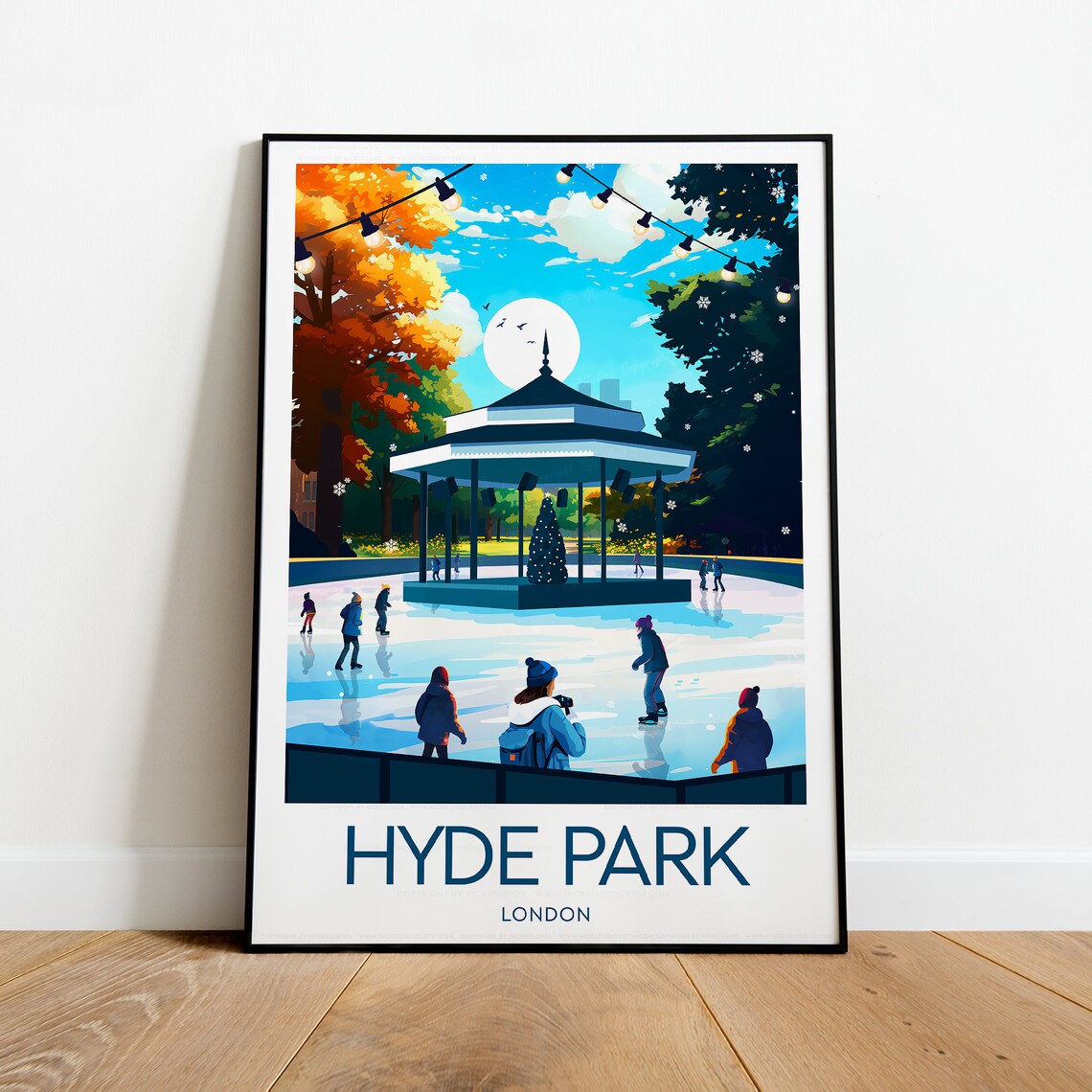 Hyde Park London Winter Wonderland Ice Skating Rink Travel Poster - Image 2