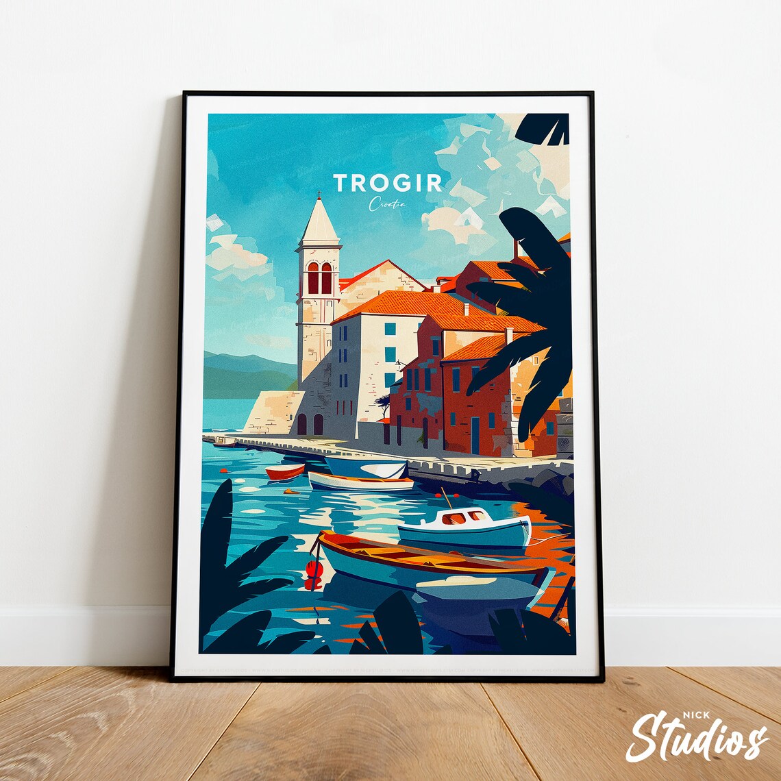 Trogir Croatia Traditional Old Town Waterfront Bell Tower Poster