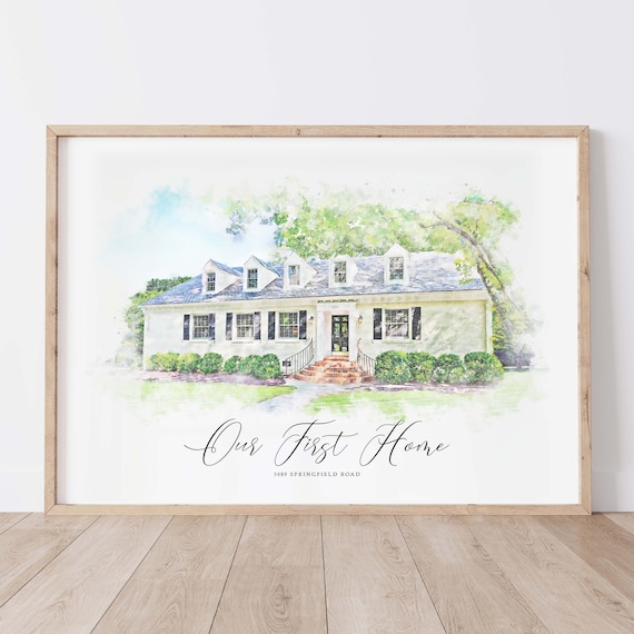 Custom House Portrait Moving Away Gift Art Print