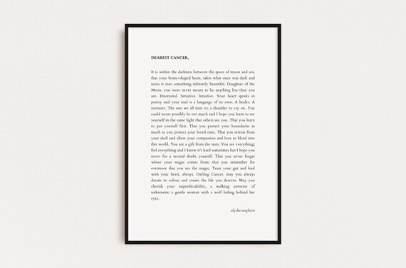 Cancer Zodiac Print Star Sign Quote Print Astrology Typography Print Prints Quotes Instant