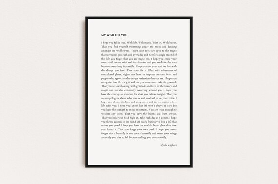 My Wish For You Alysha Waghorn Quote Quotes Print Poster Print Wall Art Quotes Typography Print Prints Quotes