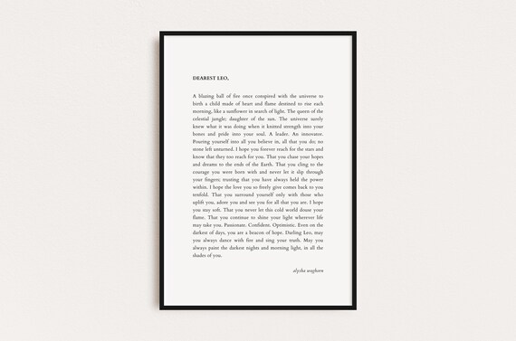 Leo Zodiac Print Star Sign Quote Print Astrology Typography Print Prints Quotes Instant