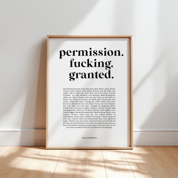 Permission Granted Feminist Manifesto Jeanette LeBlanc White Poster