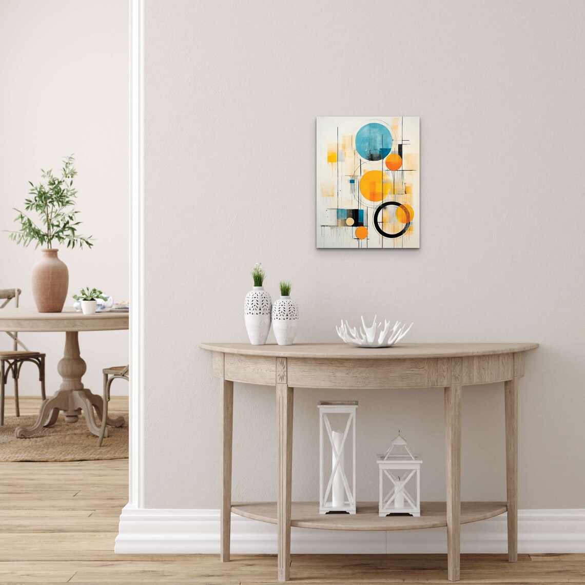 Abstract Wall Art Print Minimal Geometric Style Stretched Gallery Modern Home Wall Art Office Decor Orange And Blue Design
