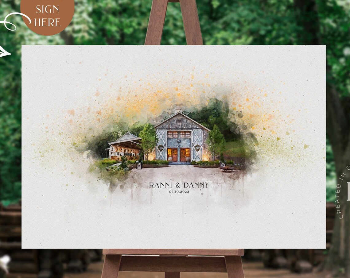 Wedding Welcome Sign, Venue Illustration Art Print - Image 4