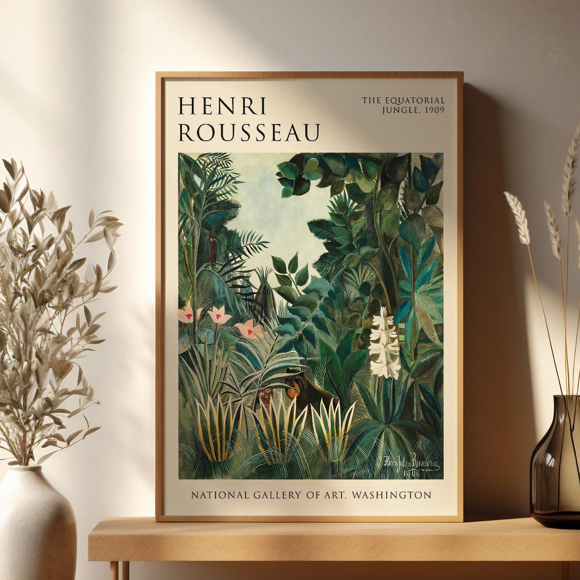 Henri Rousseau The Equatorial Jungle 1909 Lush Art Exhibition Poster