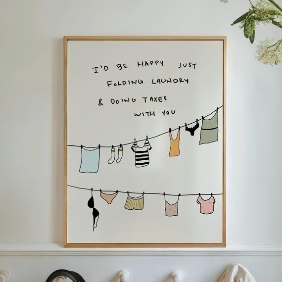 Laundry Room Handdrawn Decor Printable Wall Art Rustic Vintage Vertical