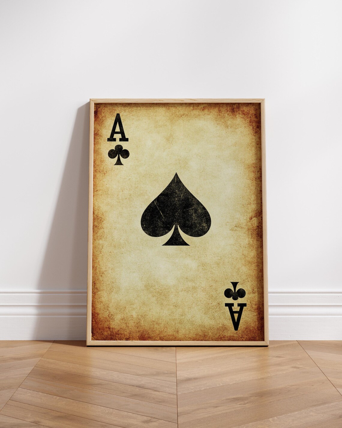 Vintage Playing Card Art Print, Retro Gambling Decor