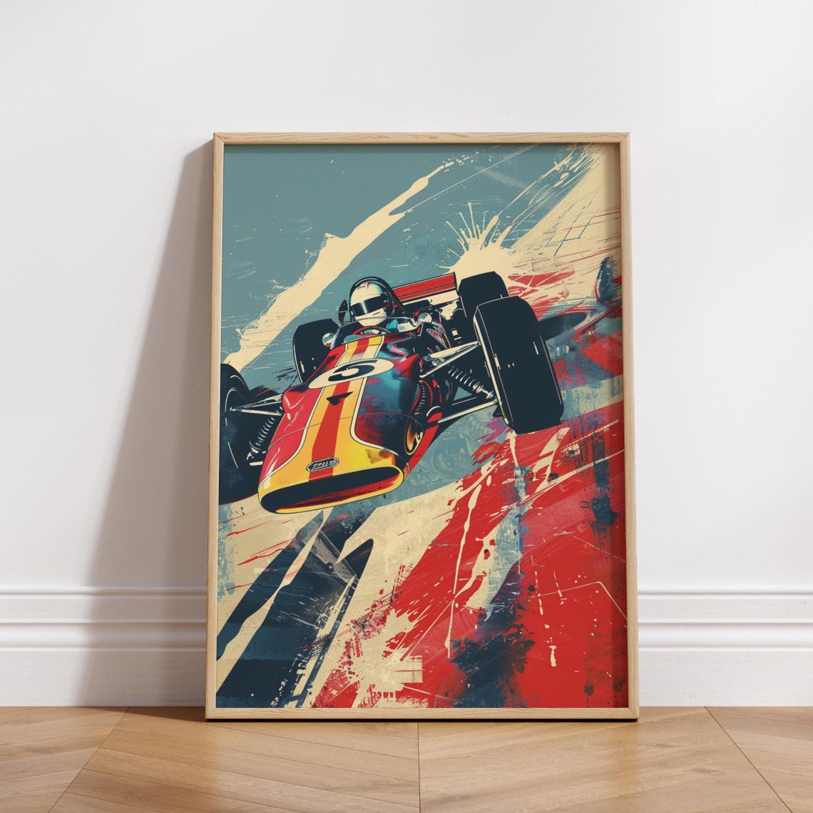 Vintage Formula Racing Car Number 6 Retro Motorsport Art Poster