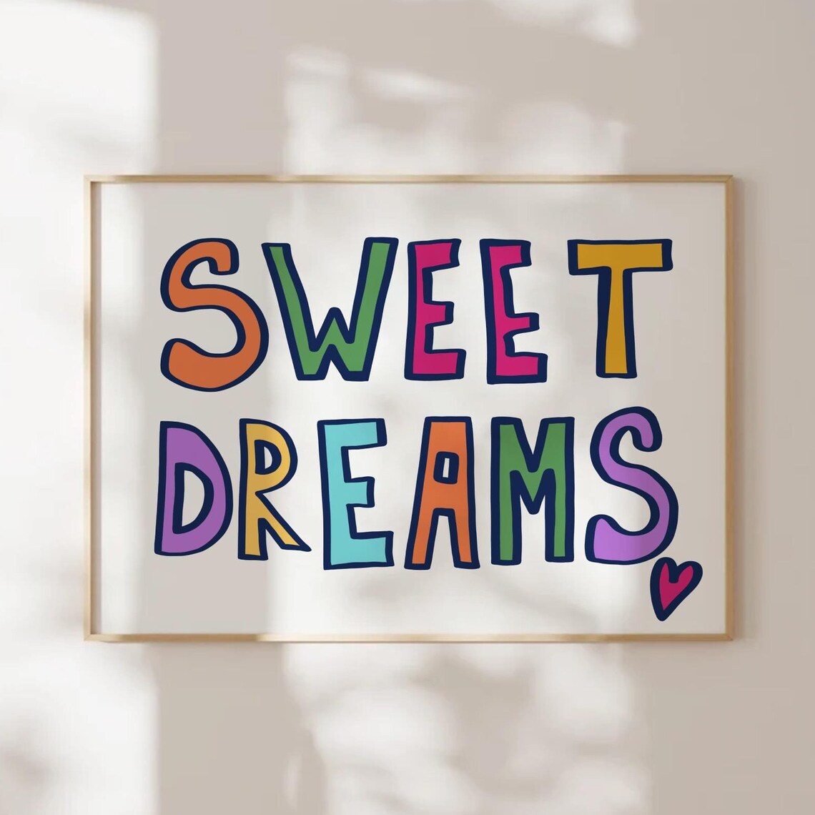 Sweet Dreams Colorful Playful Rainbow Letter Kids Bedroom Wall Art