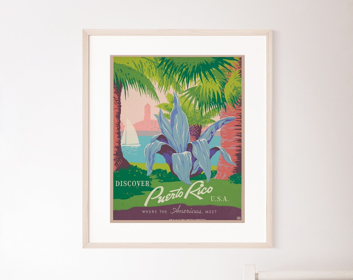Vintage Puerto Rico Where The Americas Meet Retro Travel Poster Art
