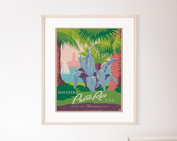 Travel Poster Puerto Rico Wall Art Retro Decor House Prints