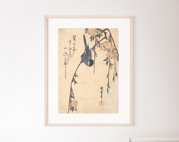 Japanese Wall Art Utagawa Hiroshige Print Edo Period Weeping Cherry Tree Woodblock