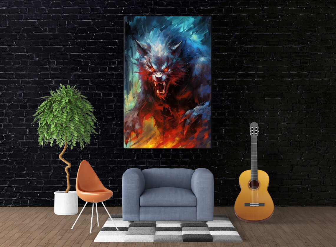 Terrifying Transformation Werewolf Halloween Art Print - Image 3