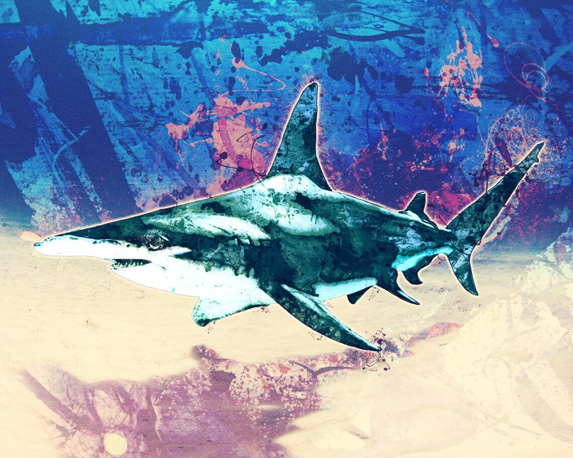 Shark Nautical Decor Ocean Fish Painting