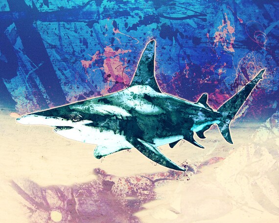 Shark Nautical Decor Ocean Fish Painting