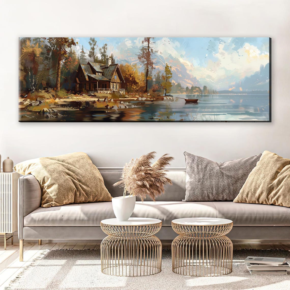 Panoramic Lakehouse Wall Art Print Framed Or Unframed Long Horizontal Gallery Wrapped Gicle Ready To Hang Extra Large Wall Art - Image 5