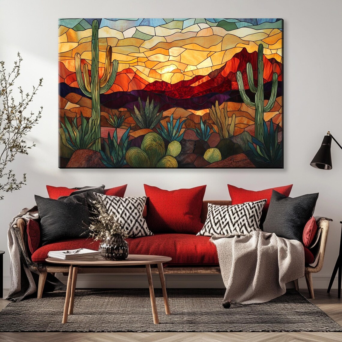 Arizona Desert Stained Glass Style Southwest Art Print - Image 5