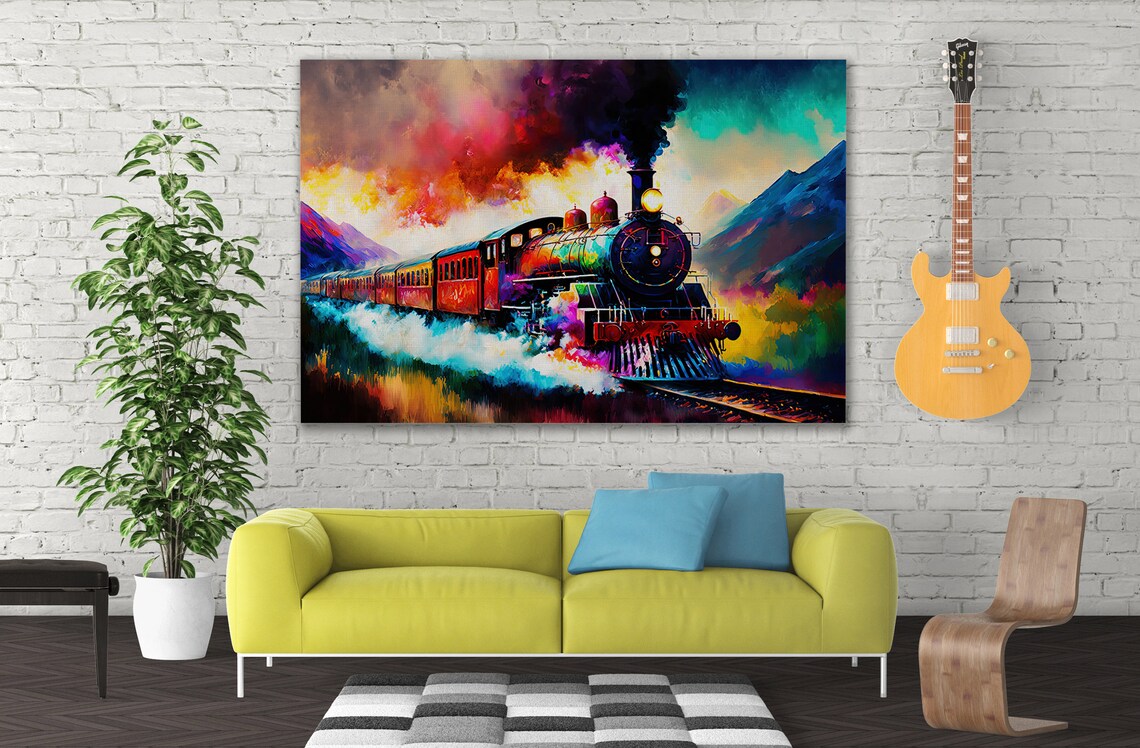 Train Locomotive Colorful Art Print, Modern Poster - Image 2