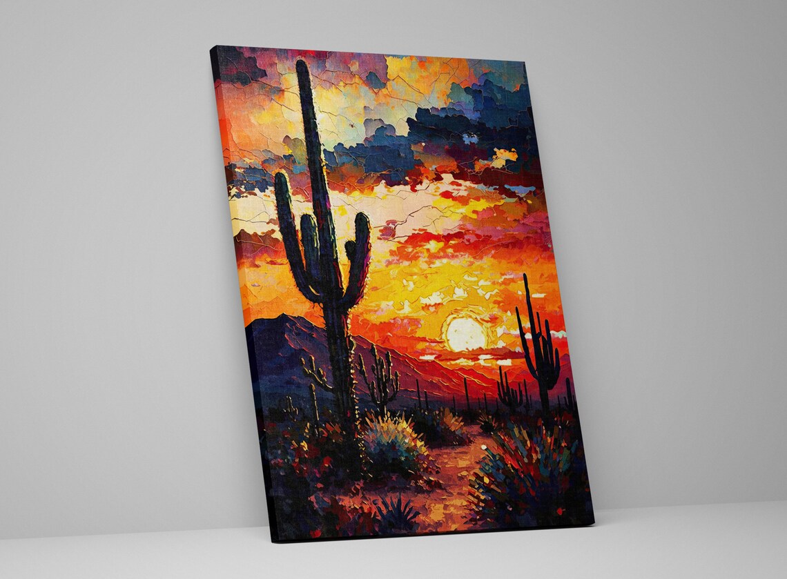Sunset Saguaro Cactus, Arizona Southwestern Art Print - Image 3