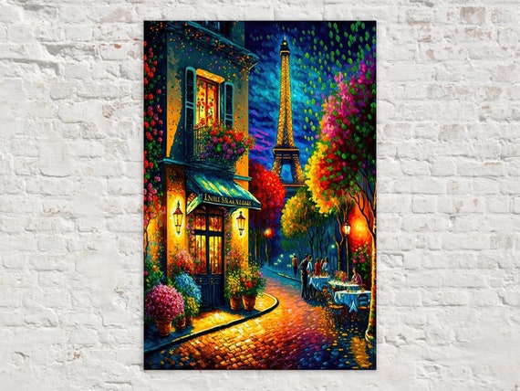 Paris Bright And Colorful Eiffel Tower Paris Painting Giclee Print French Design Wall Art