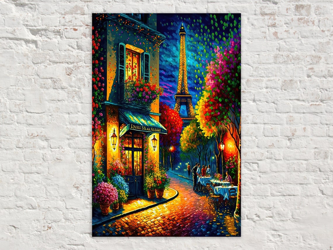 Paris Bright And Colorful Eiffel Tower Paris Painting Giclee Print French Design Wall Art
