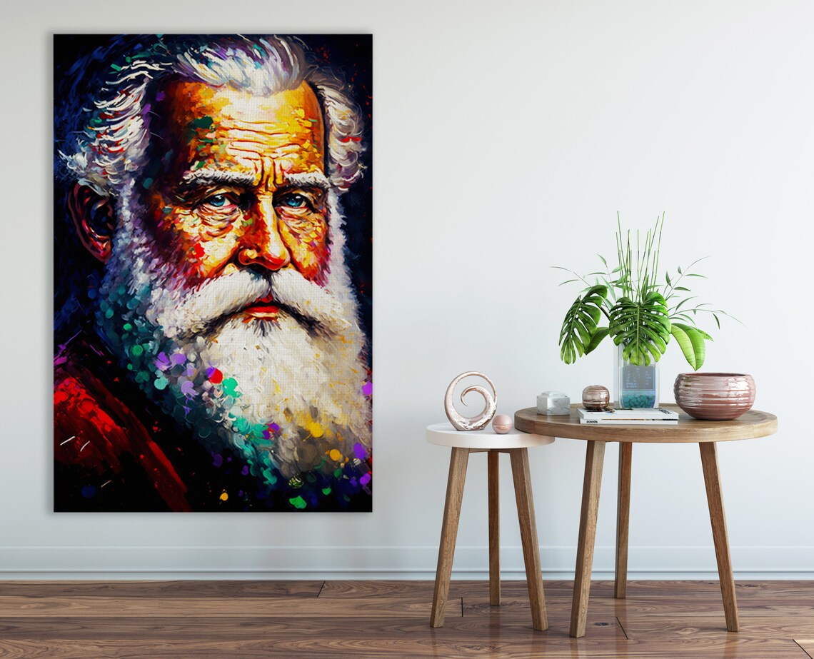 Santa Claus Portrait Festive White Beard Colorful Christmas Poster - Image 2