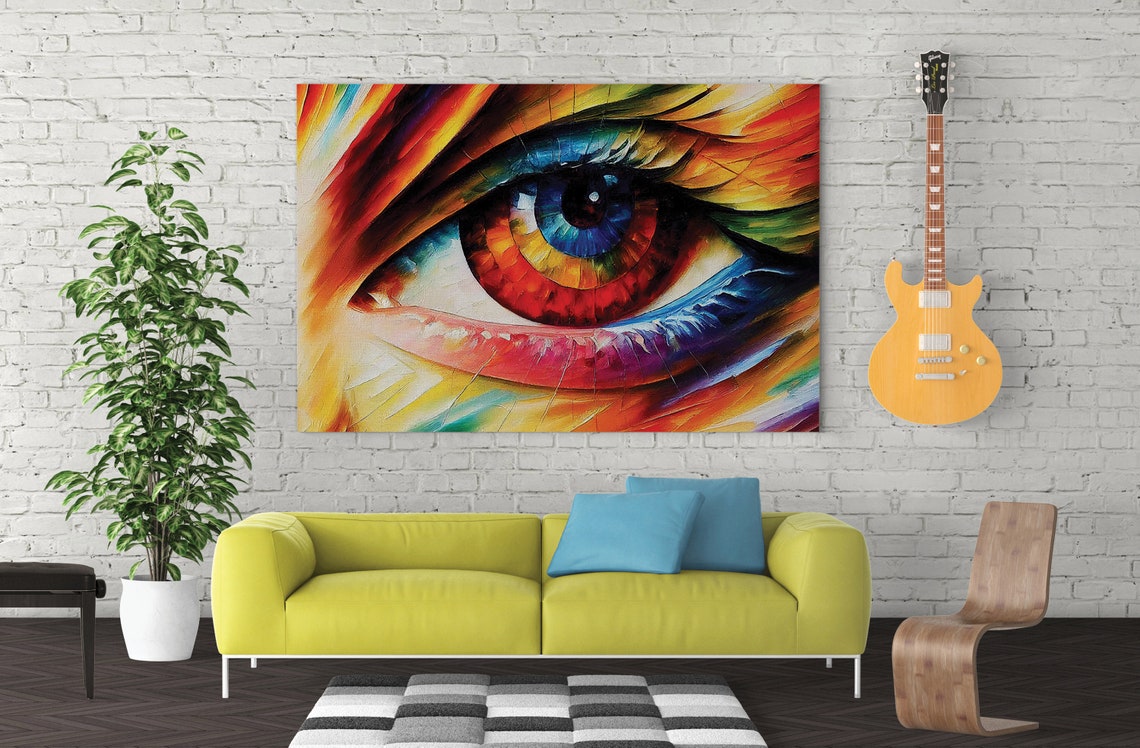 Colorful Eye Close Up Fiery Iris Impasto Abstract Face Art Poster - Image 4