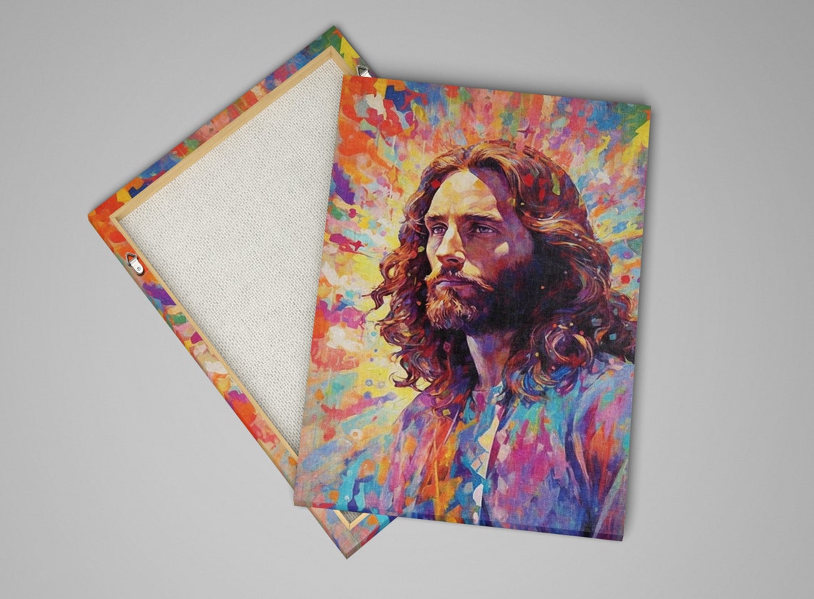 Jesus Christ Colorful Portrait Impressionist Religious Wall Art Poster - Image 3