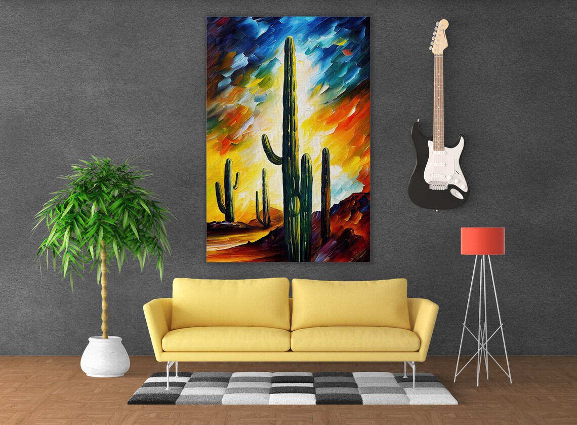 Cactus Desert Painting, Southwest Landscape Art Print - Image 3