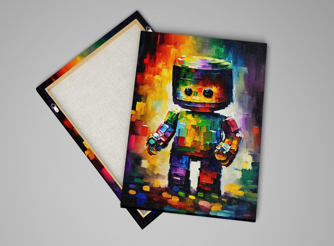 Colorful Rainbow Robot Toy Cheerful Kids Room Playful Art Poster - Image 3