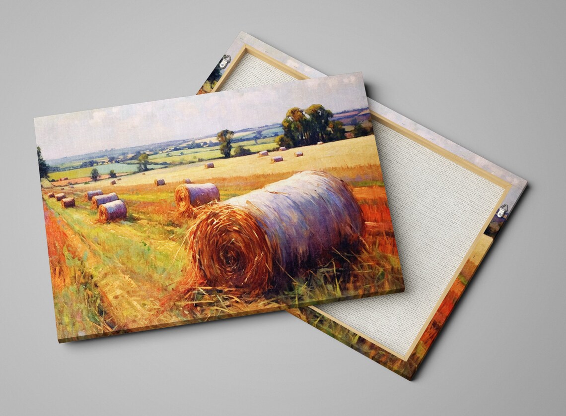 Rural Charm Hay Bales Art Print, Rustic Landscape - Image 4